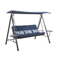 Living Accents 3 Person Black Steel Swing with Tables Blue