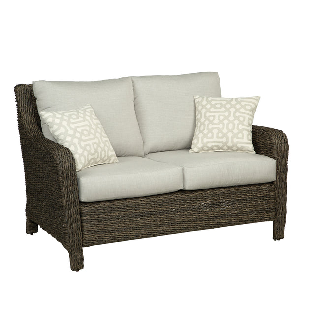 Living Accents Rochdale Brown Wicker Frame Loveseat Gray