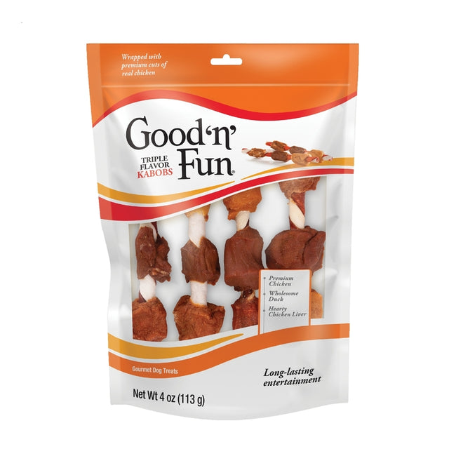 Good 'n' Fun Triple Flavor Kabobs Treats For Dogs 4 oz 4 pk