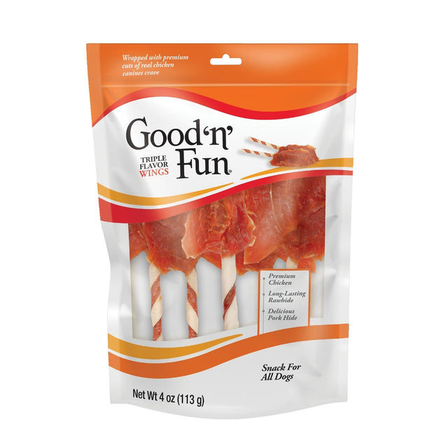 Good 'n' Fun Triple Flavor Wings Treats For Dogs 4 oz