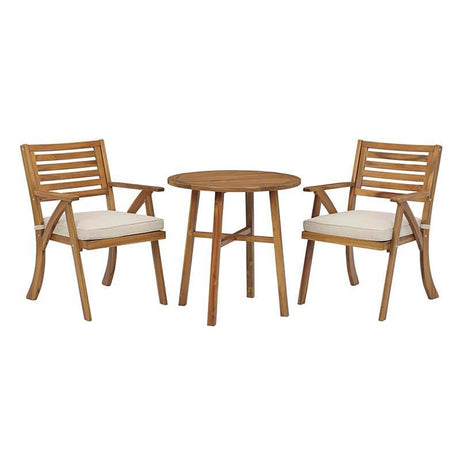 Signature Design by Ashley Vallerie 3 pc Teak Wood Bistro Set Beige