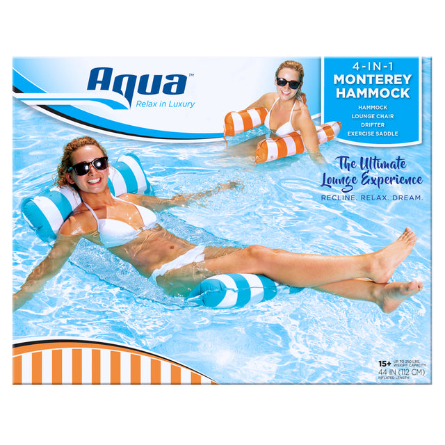 Aqua Swim Assorted Fabric/Mesh Inflatable 4-in-1 Monterey Hammock Pool Lounge