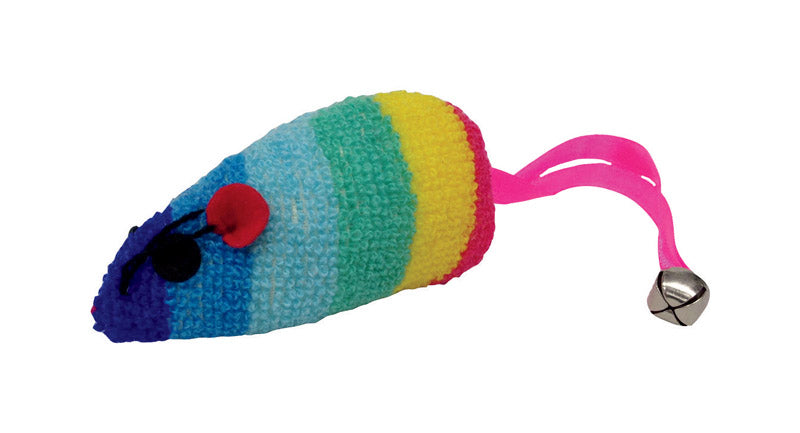 Scruffys Multicolored Fleece Rainbow Mouse Catnip Toy Large 1 pk