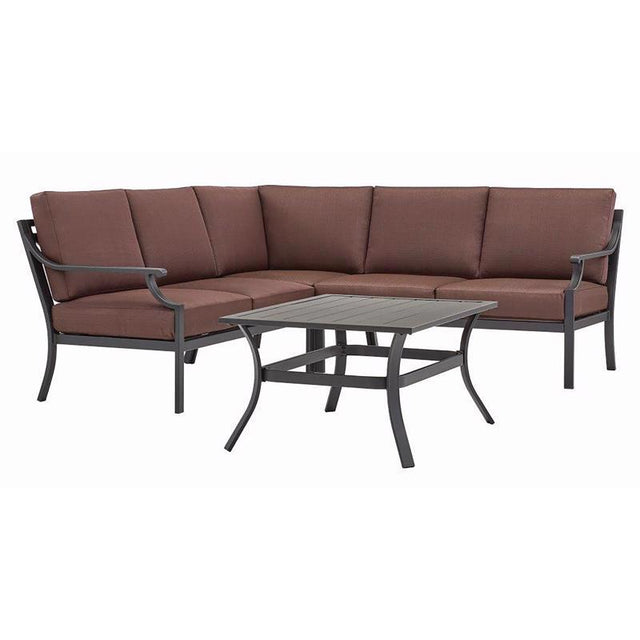 Living Accents Wilshire 4 pc Black Steel Deep Seating Sectional Brown