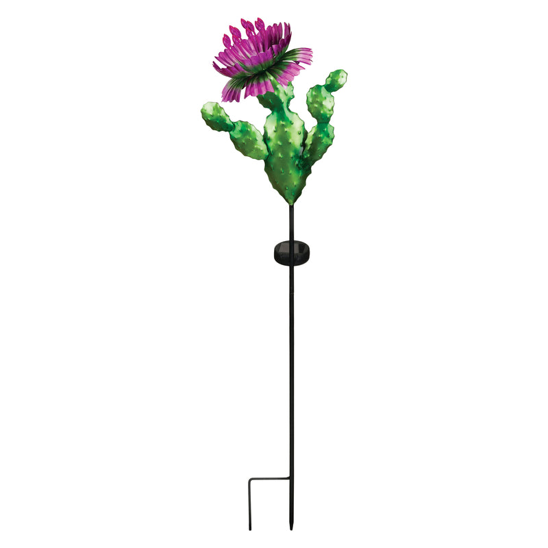 Regal Art & Gift Multicolored Acrylic/Metal 35.5 in. H Prickly Pear Cactus Solar Garden Stake