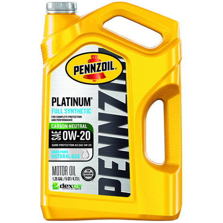 Pennzoil Platinum 0W-20 Gasoline Synthetic Motor Oil 5 qt 1 pk