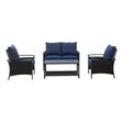 Living Accents Davenport Brown Aluminum Frame Conversation Chair Set Blue