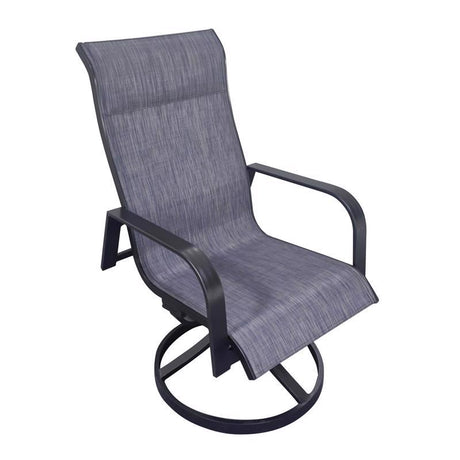 Living Accents Pacifica Black Aluminum Frame Sling Swivel Rocker