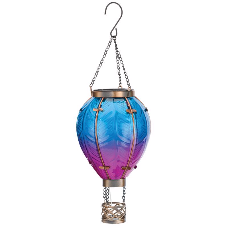 Regal Art & Gift Blue/Pink Glass/Metal 15 in. H Hot Air Balloon Lantern