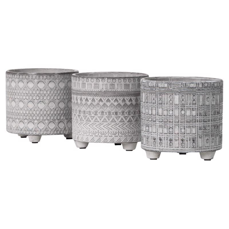 Sullivans 5.25 in. H X 5.5 in. W X 5.5 in. D Terracotta Geometric Print Planter Gray