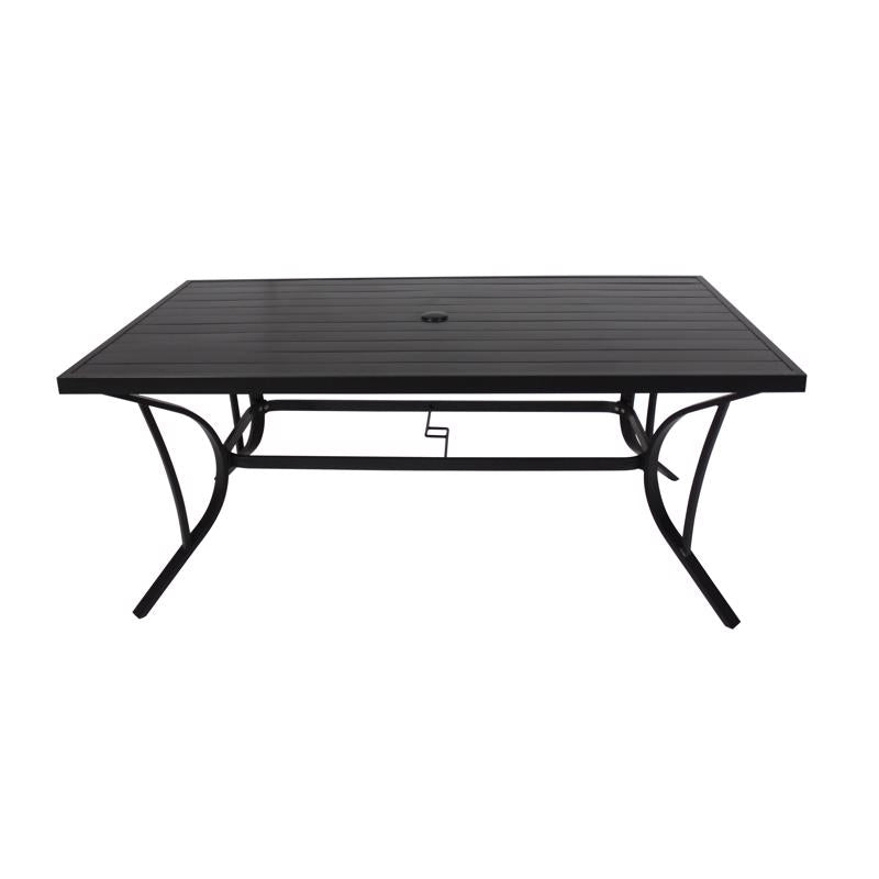 Living Accents Pacifica Black Rectangular Aluminum Slat Top Dining Table