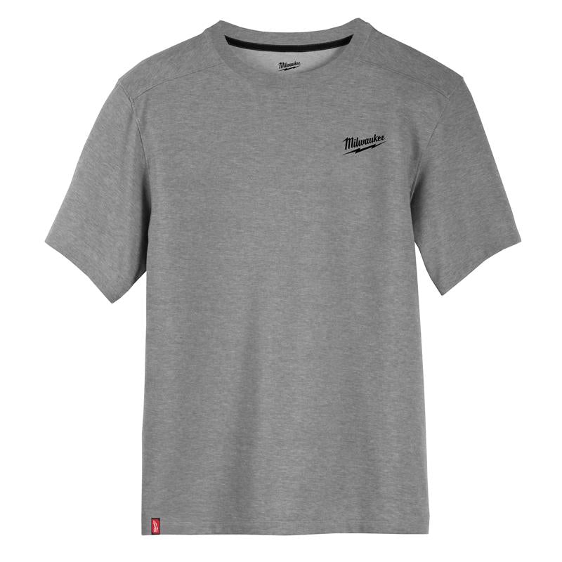 Milwaukee XXL Short Sleeve Men's Crew Neck Gray Hybrid Work Tee Shirt