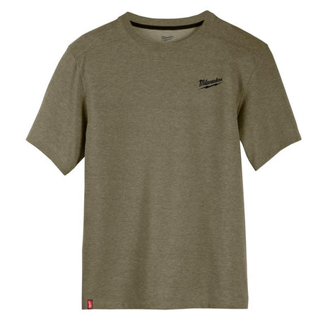 Milwaukee L Short Sleeve Men's Crew Neck Green Hybrid Work Tee Shirt