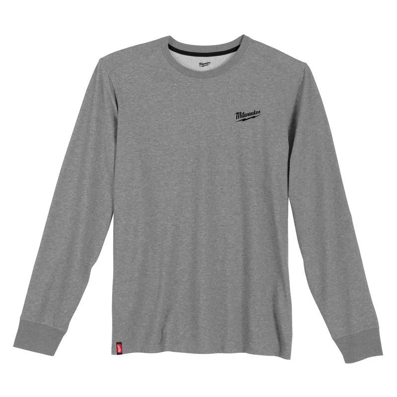 Milwaukee XXL Long Sleeve Men's Crew Neck Gray Hybrid Work Tee Shirt