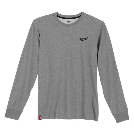 Milwaukee M Long Sleeve Men's Crew Neck Gray Hybrid Work Tee Shirt