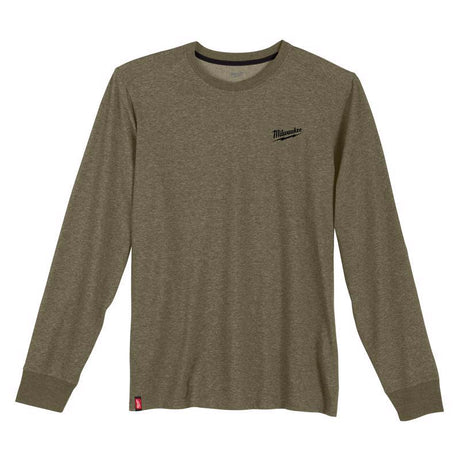 Milwaukee M Long Sleeve Men's Crew Neck Green Hybrid Work Tee Shirt