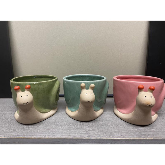 Sullivans Assorted Ceramic 3.5 in. H Snail Planter