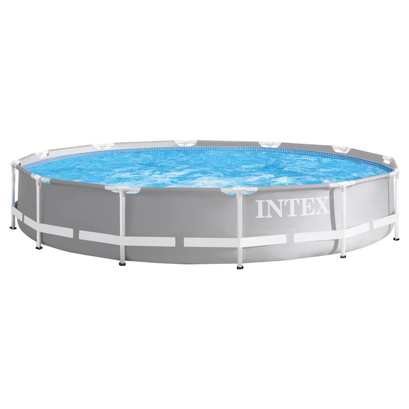 Intex Prism Frame 1718 gal Round Metal Above Ground Pool 30 in. H X 12 ft. D