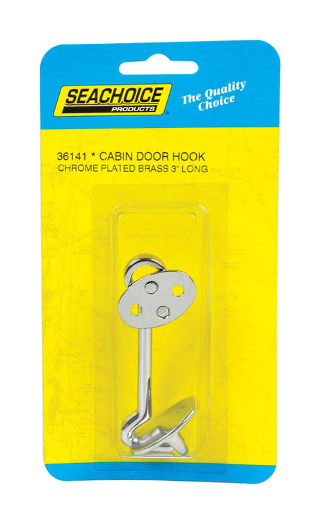 Seachoice Chrome-Plated Brass 3 in. L X 7.25 in. W Cabin Door Hook 1 pk