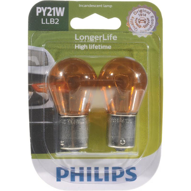 Philips LongerLife Incandescent Back-Up/Cornering/Stop/Turn Miniature Automotive Bulb PY21WLLB2
