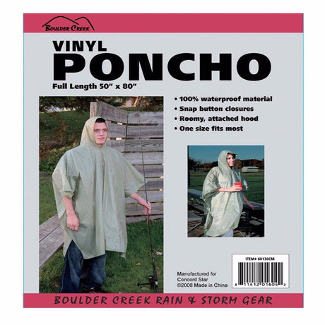 Boulder Creek Green Vinyl Rain Poncho