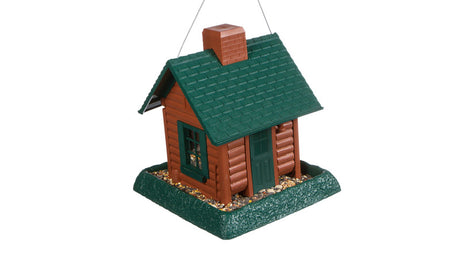 North States Log Cabin Wild Bird 1 lb Plastic Hopper Bird Feeder 4 ports