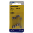 Bussmann 25 amps AGC Clear Glass Tube Fuse 5 pk