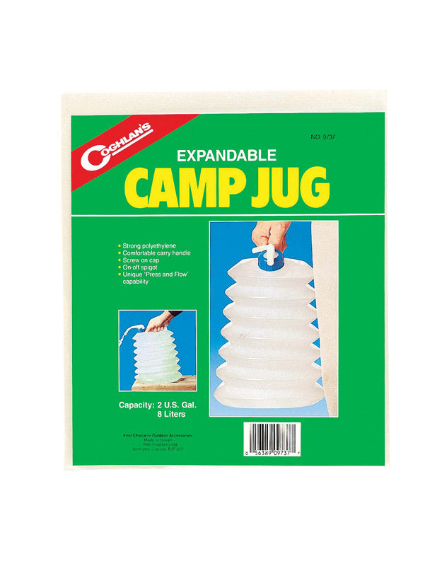 Coghlan's White Expandable Camp Jug 12.000 in. H X 10.375 in. W X 2 in. L 2 gal 1 pk