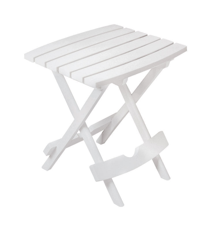 Adams Quik-Fold White Rectangular Resin Folding Side Table