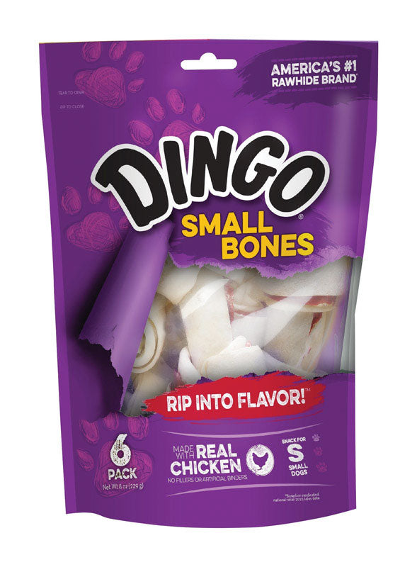 Dingo Small Adult Rawhide Bone Chicken 4 in. L 6 pk