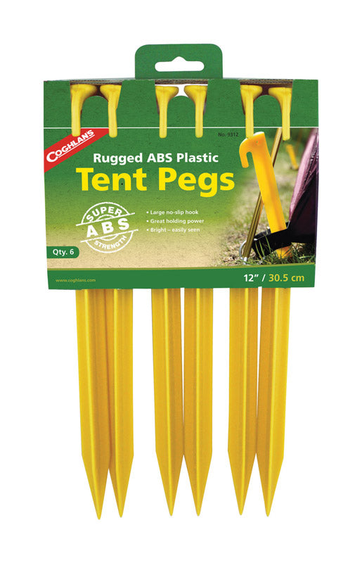 Coghlan's Yellow Tent Pegs 13.000 in. H X 6.875 in. W X 12 in. L 6 pk