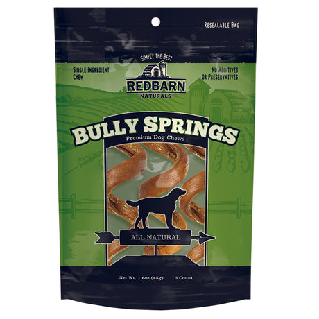 Redbarn Naturals Bully Stick Springs Grain Free Chews For Dogs 6 in. 3 pk