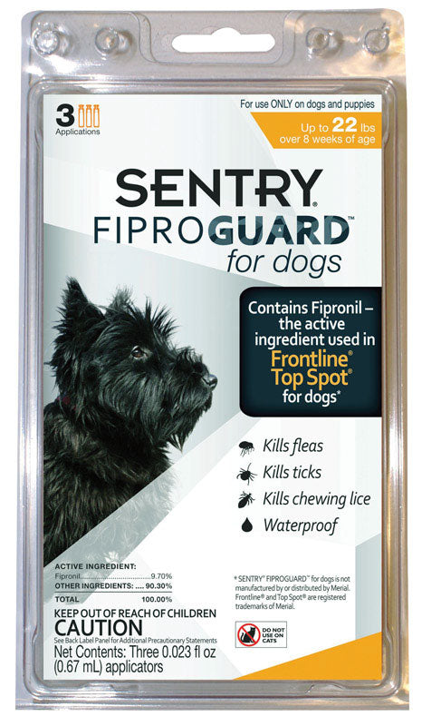 Sentry Fiproguard Liquid Dog Flea and Tick Drops 9.70%Fipronil and 90.30%Other Ingredients 0.023 oz