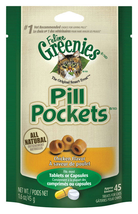 Greenies Pill Pockets Adult Chicken Cat Food Grain Free 1.6 oz