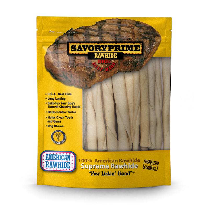 Savory Prime Munchy Dog Stix Medium Adult Rawhide Twists Natural 5 in. L 30 pk