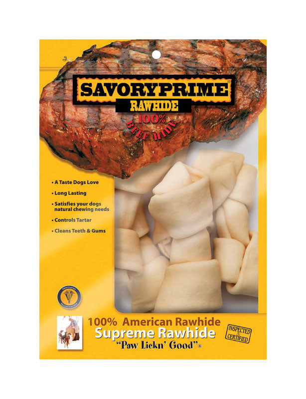 Savory Prime Supreme Medium Adult Knotted Bone Rawhide 6-7 in. L 6 pk