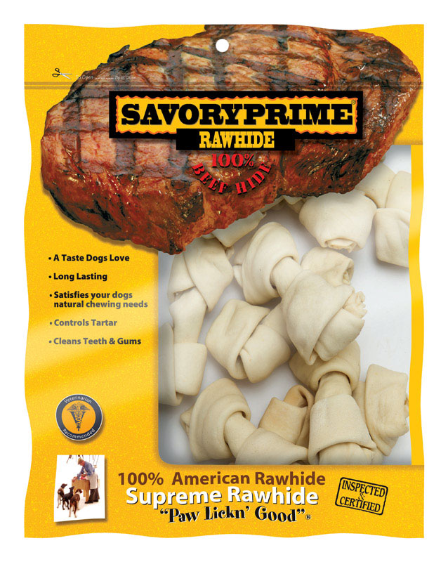 Savory Prime Supreme Small Adult Knotted Bone Rawhide 4-5 in. L 10 pk