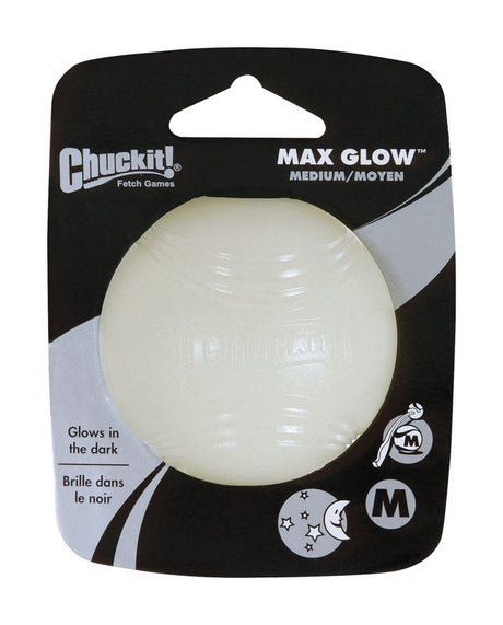 Chuckit! Max Glow White Rubber Dog Toy Medium 1 pk