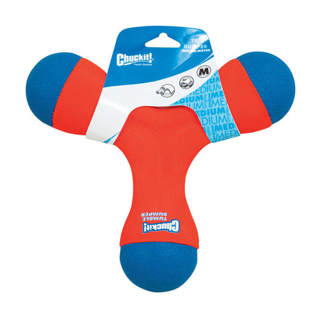 Chuckit! Blue/Orange Rubber Tri Bumper Tug Toy Medium 1 pk