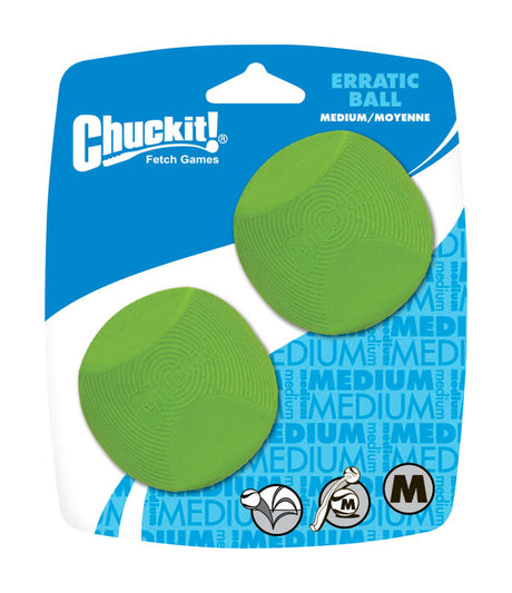 Chuckit! Green Rubber Erratic Bounce Bounce Ball Medium 2 pk