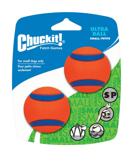 Chuckit! Blue/Orange Rubber Fetch Ball Dog Toy Small 2 pk