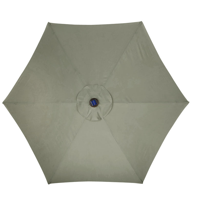 Living Accents Solar LED 9 ft. Tiltable Taupe Market Umbrella