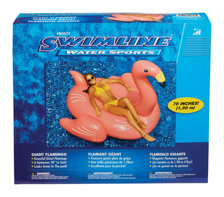 Swimline Pink Vinyl Inflatable Flamingo Pool Float