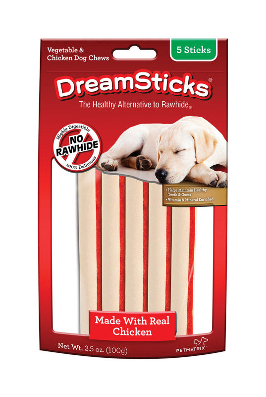 DreamBone DreamSticks Vegetables and Chicken Chews For Dogs 3.5 oz 4-3/4 in. 5 pk