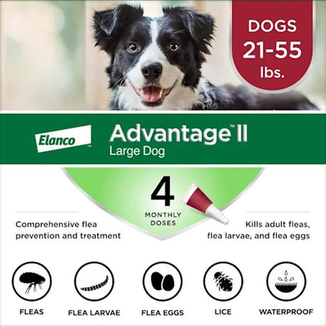 Bayer Advantage II Liquid Dog Flea Drops Imidacloprid/Pyriproxyfen 4 pk