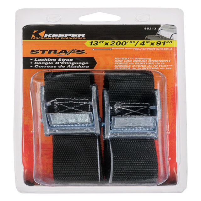 Keeper 1 in. W X 13 ft. L Black Lashing Strap 200 lb 2 pk