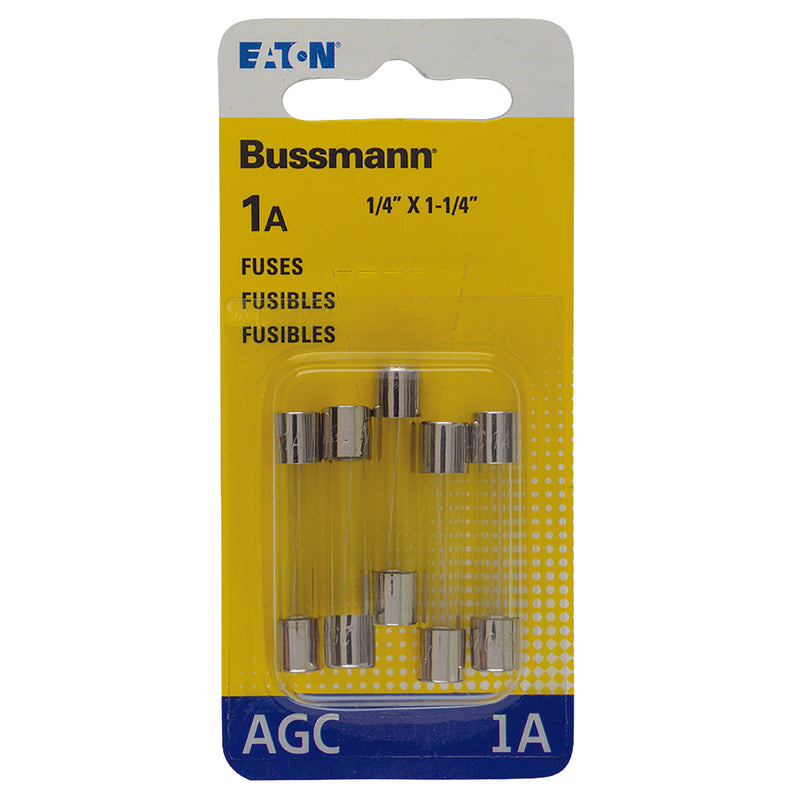 Bussmann 1 amps AGC Clear Glass Tube Fuse 5 pk