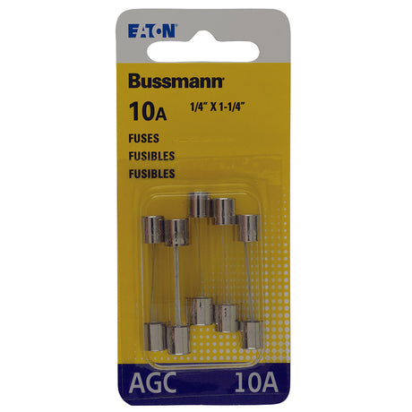 Bussmann 10 amps AGC Clear Glass Tube Fuse 5 pk