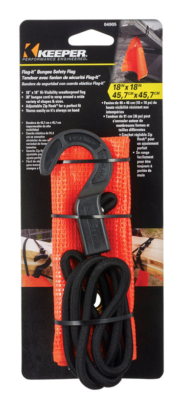 Keeper Flag-It Black/Orange Bungee Flag 18 in. L X 0.25 in. 1 pk