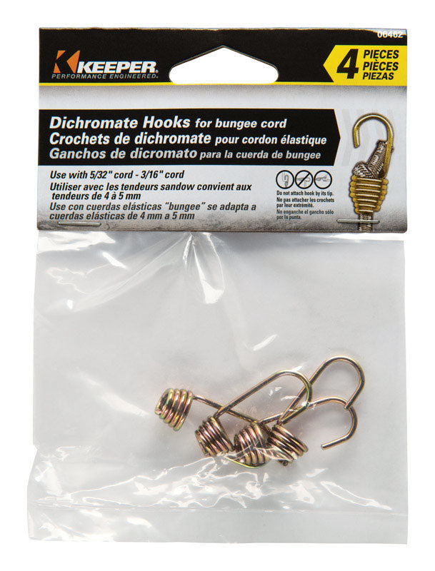 Keeper Gold Bungee Cord Hooks 5/32 in. L X 3/16 in. 4 pk